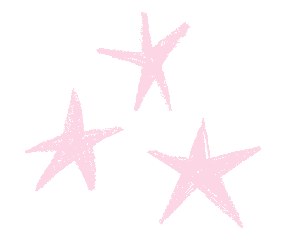 Three pastel pink star icons on a black background.