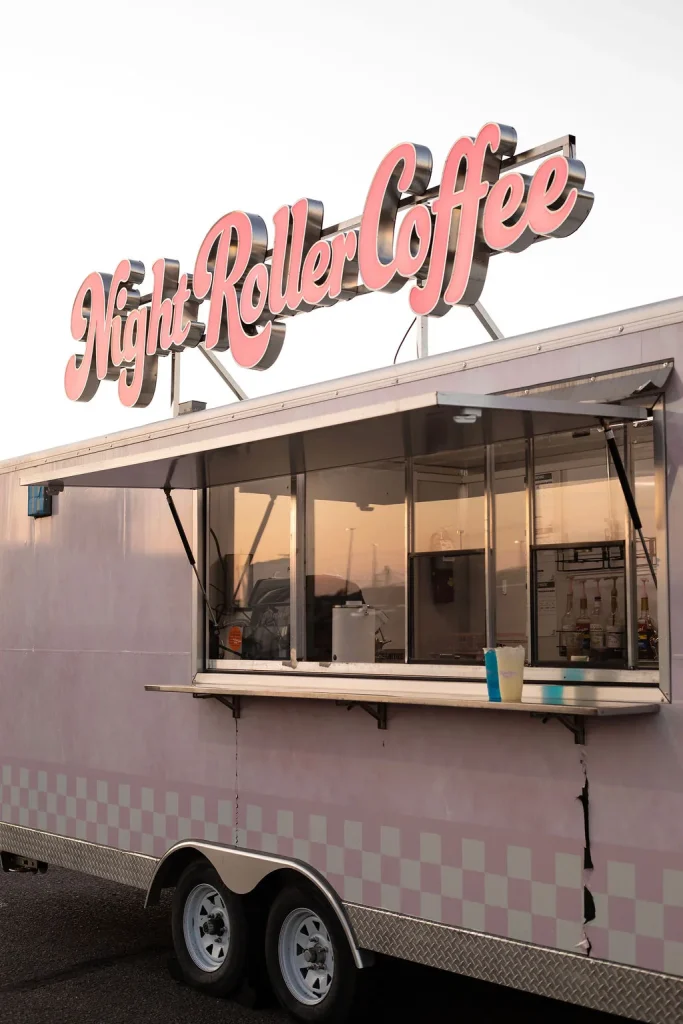 Night Roller Coffee pink trailer with service window